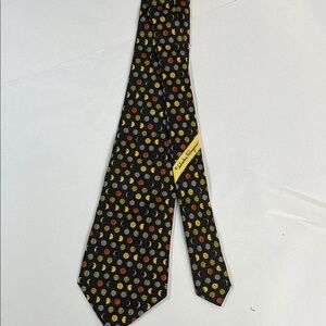 SALVATORE FERRAGAMO Mens Silk Necktie
Black Multicolor Moon Novelty Print Luxury